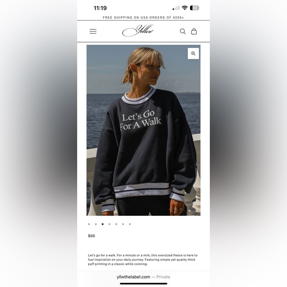YLLW THE LABEL “Let’s Go For A Walk” Oversized Sweatshirt in Navy Size M - Picture 9 of 16
